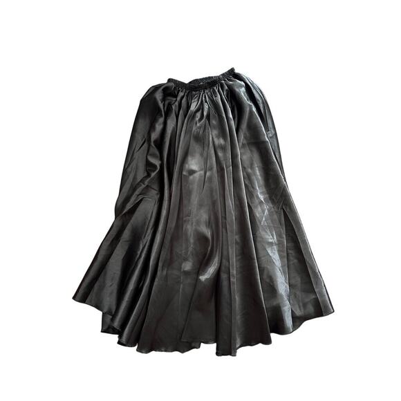 Black Pleated Maxi Skirt – Size S, High Shine Goth Y2K Holiday Look - Picture 7 of 8